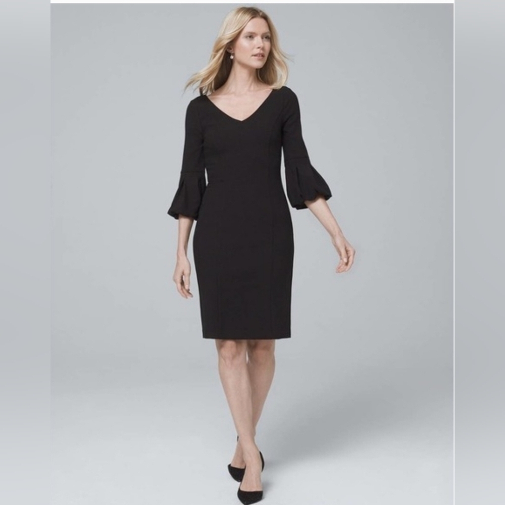 White House Black Market Black Dress with Flared Sleeves